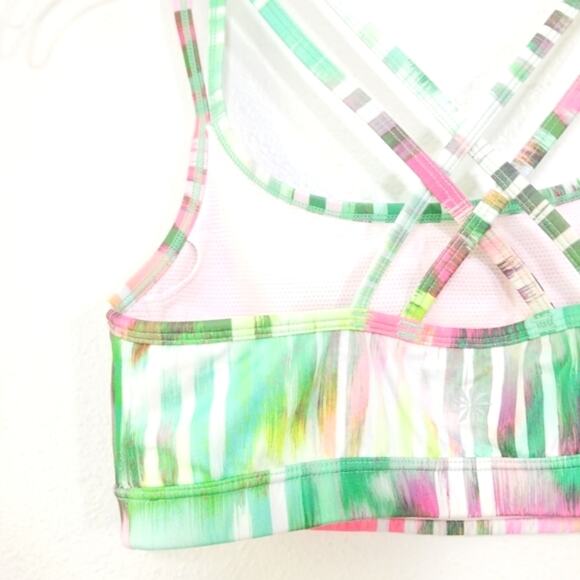 Athleta colorful watercolor strappy sports bra XS - Picture 4 of 10